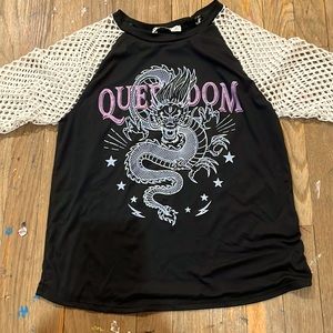 I am selling this fishnet shirt with a dragon print on it